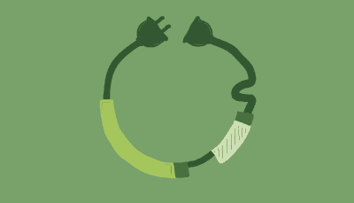 A cut plasmid with inserts represented as an electrical cord plugs in together to make continuous plasmid