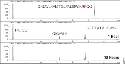 Endoproteinase Lys-C digestion of melittin peptide.