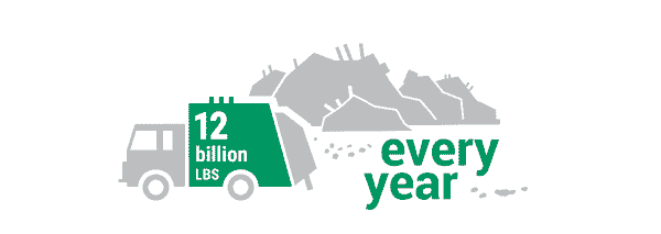 An illustration of a garbage truck driving by a landfill